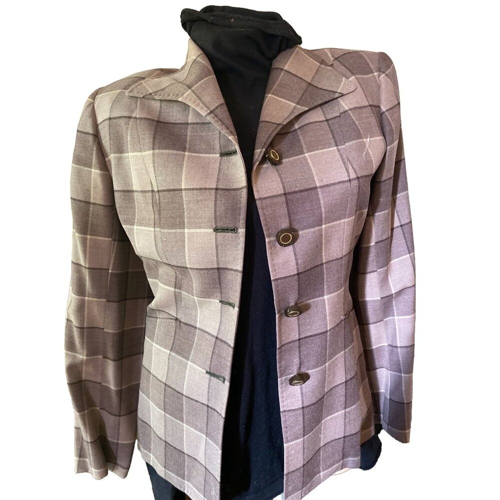 Vintage 1940s Plaid Blazer Jacket